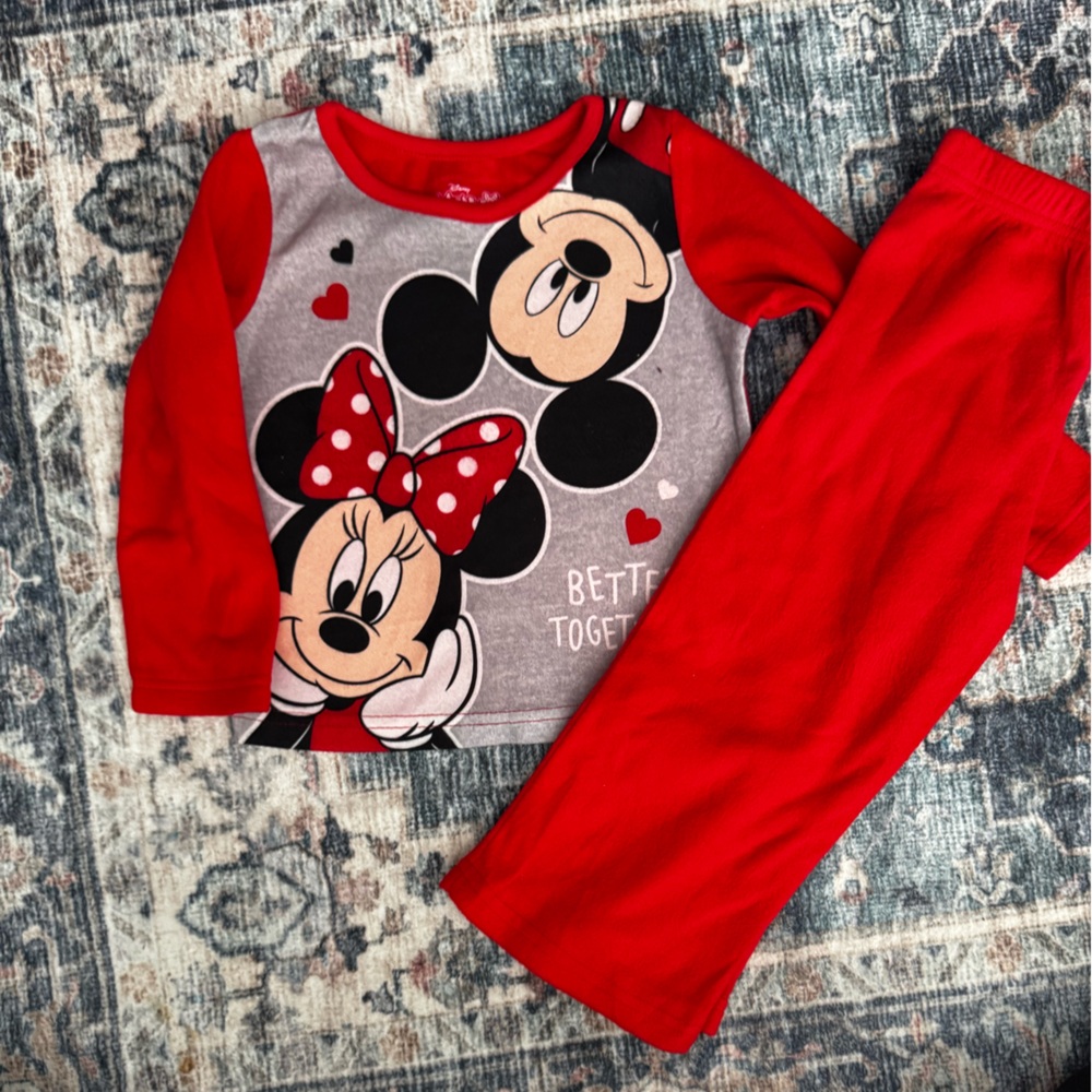 2/$15- Disney Red and Gray Minnie Mouse Pajama Set